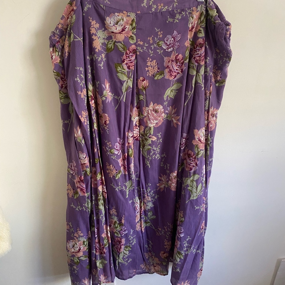 Plus Size Purple Feminine Floral Skirt Cottagecore - Picture 3 of 5